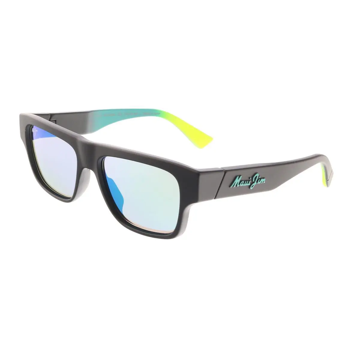 Maui Jim MJ0638S004 Rectangle Polarized Sunglasses Matte Black Frame