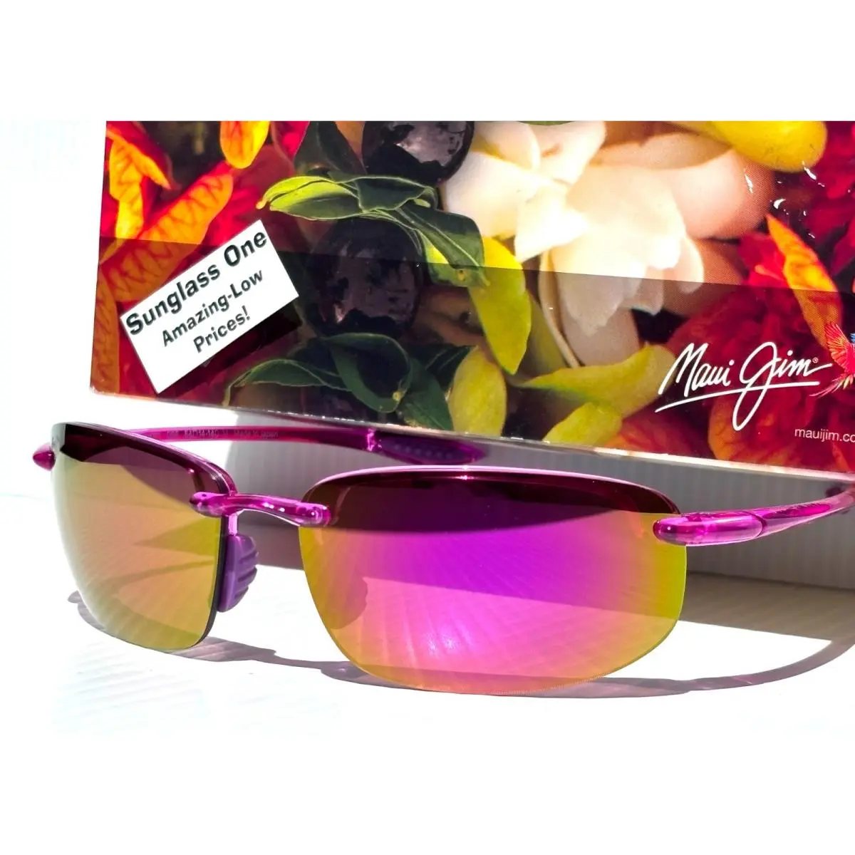 Maui Jim Hookipa Translucent Pink Polarized Sunrise Pink Lens Sunglass P407-09