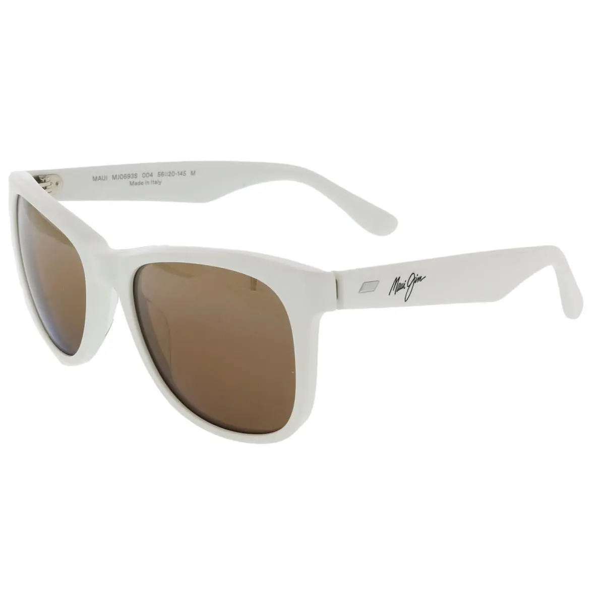 Maui Jim MJ0693S-004 Crisp White Square Acetate Sunglasses Warm Brown