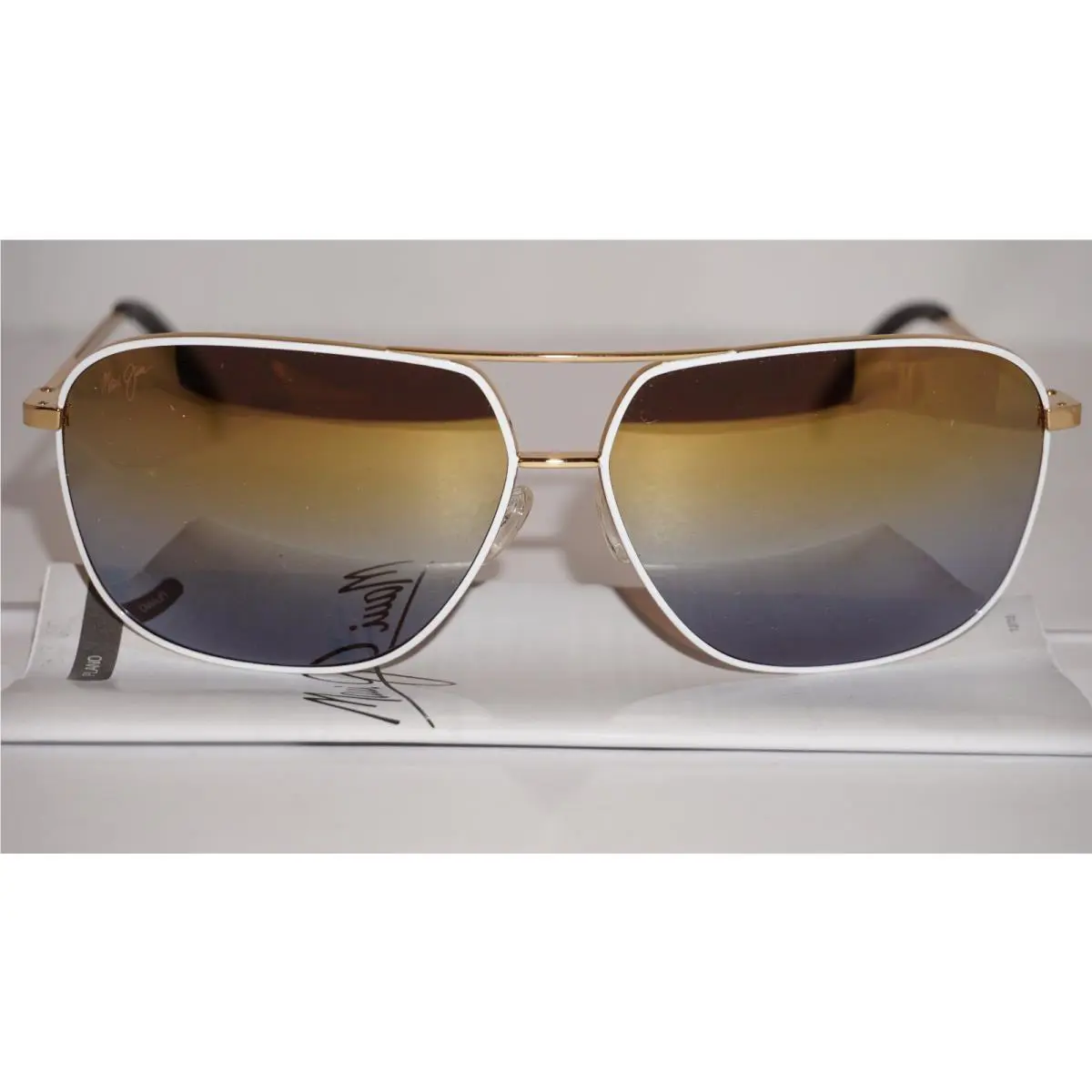 Maui Jim Sunglasses Kami MJ778-05C White Gold Polar Gold Mirror 62 12 140