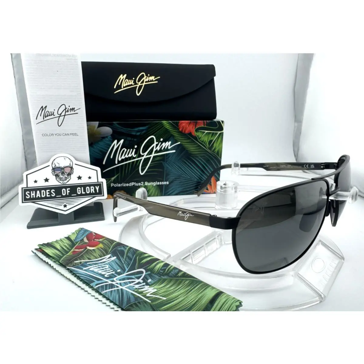 Maui Jim Castles MJ 728-2M Matte Black Neutral Grey Polarized Aviator Sunglasses