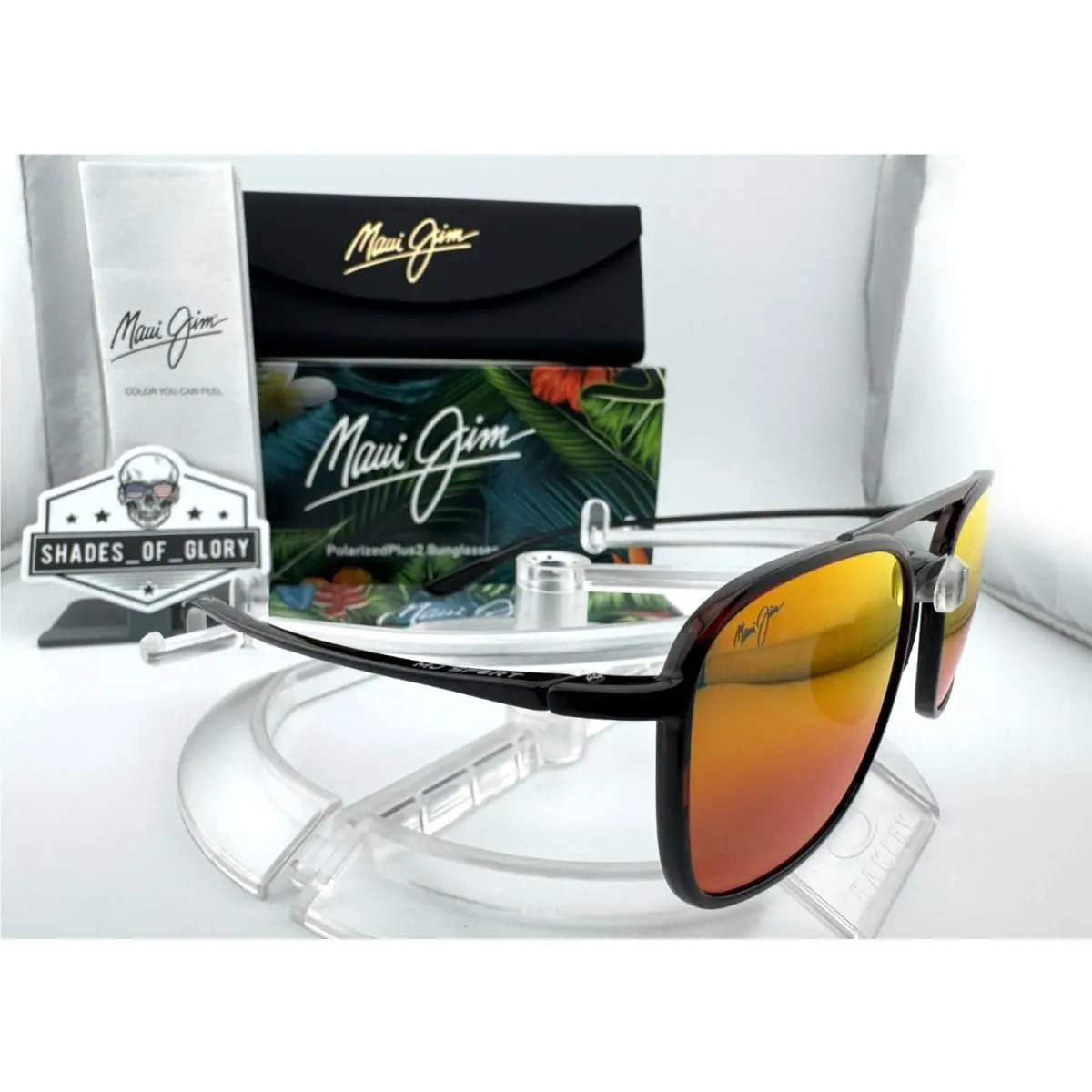 Maui Jim Keokea MJ RM447-04T Black Red Tortoise Hawaii Lava Polarized Sunglasses