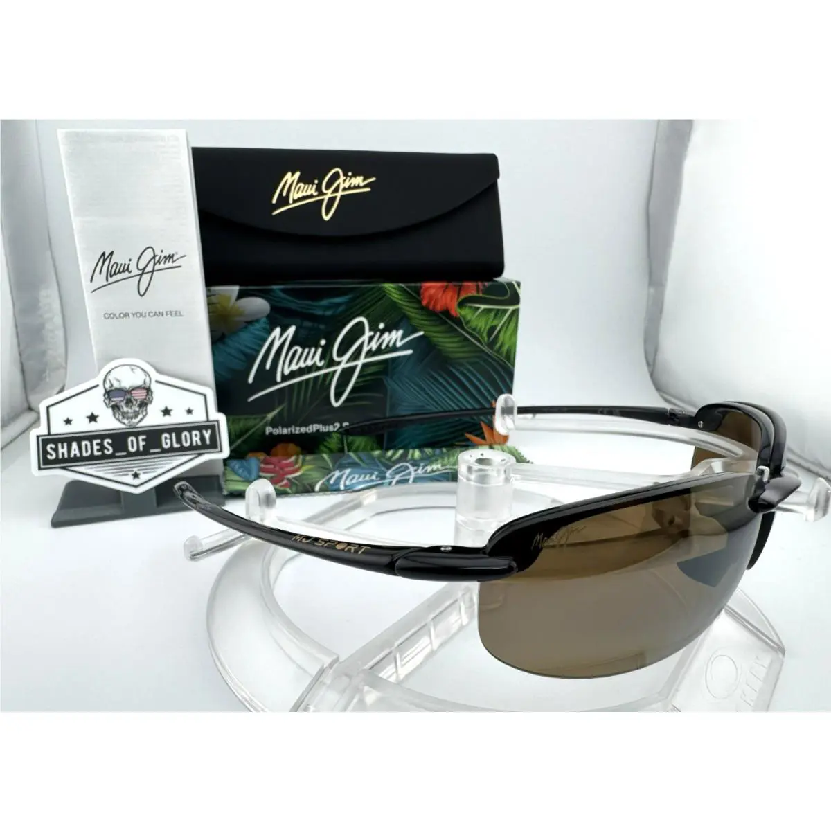 Maui Jim Hookipa MJ H407-02 Gloss Black Hcl Bronze Polarized Rimless Sunglasses