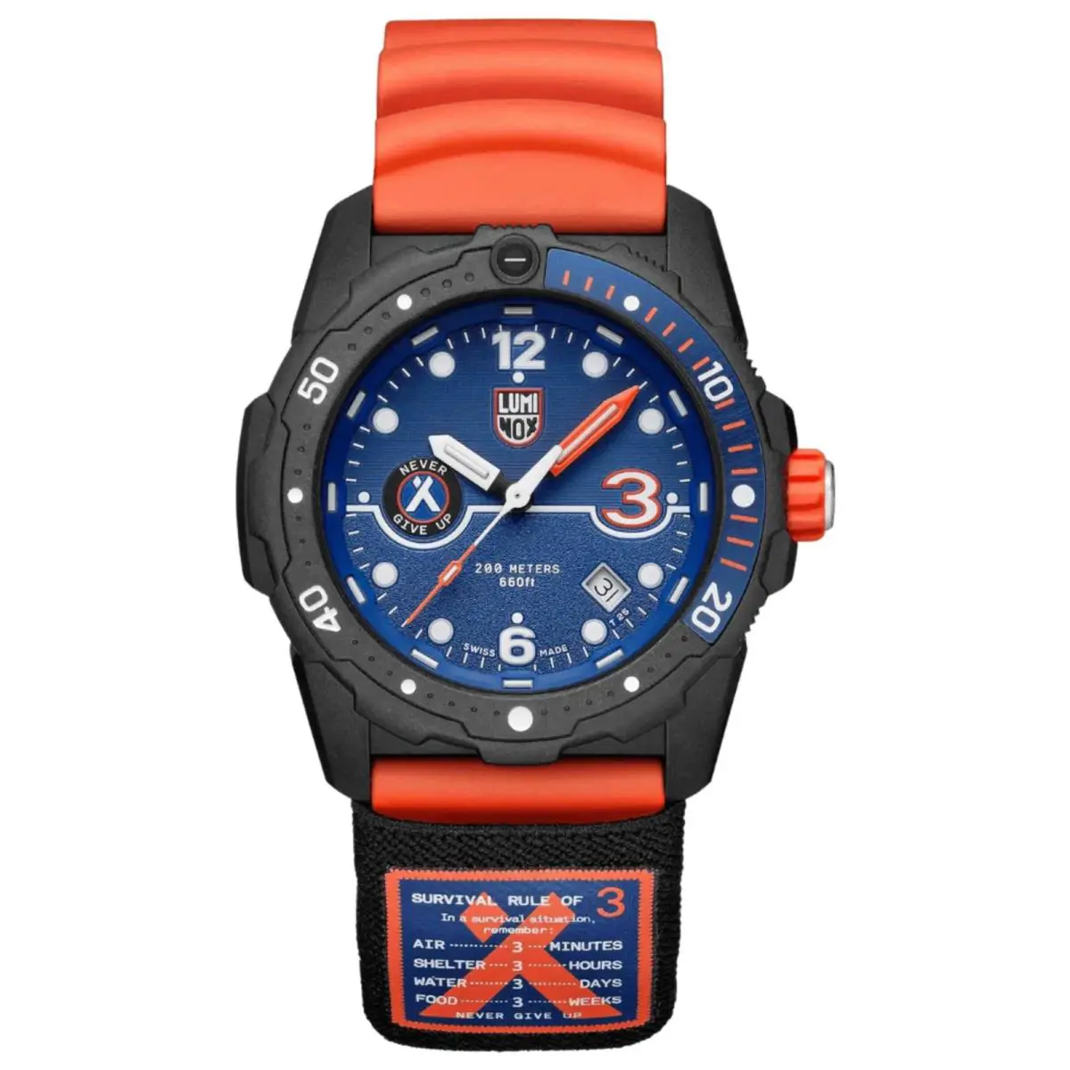 Bear Grylis Survival Sea Series Blue/orange Divers Watch XB.3723.R3.1 by Luminox
