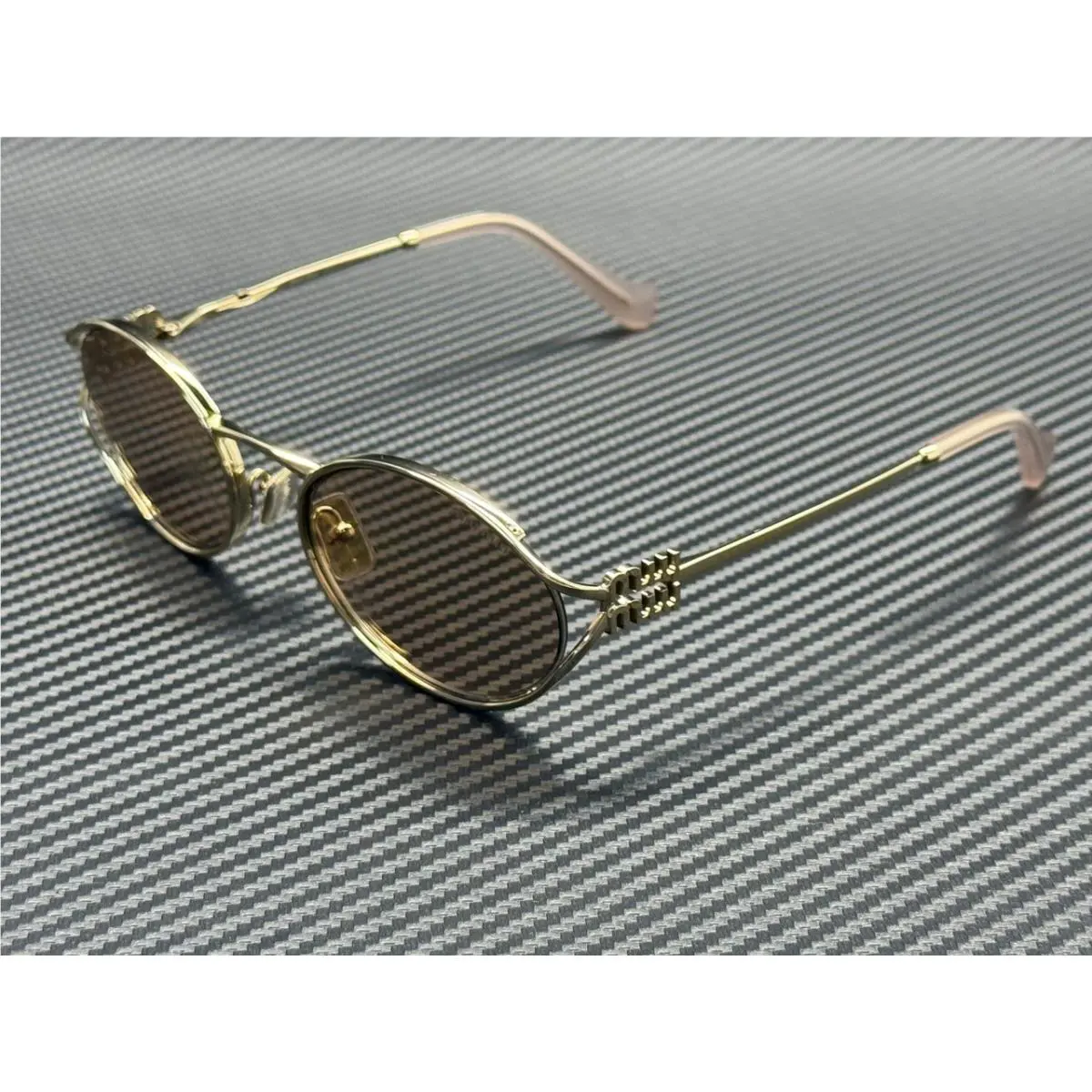 Miu Miu MU 52YS ZVN20F Pale Gold Pink Mirror Silver Women`s 54 mm Sunglasses