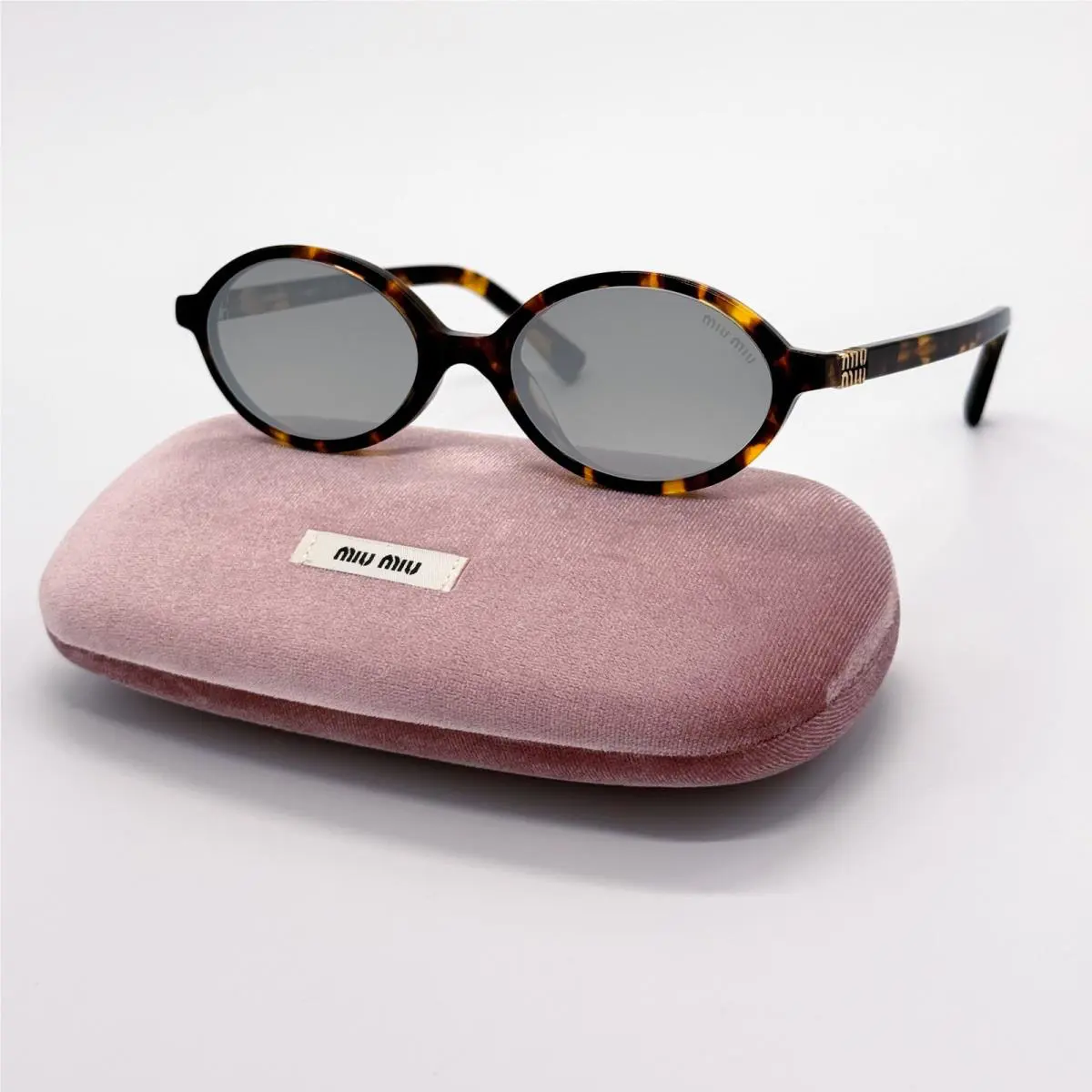 Miu Miu MU04ZS VAU07F Oval Havana Silver Women Sunglasses MU04ZSF VAU07F