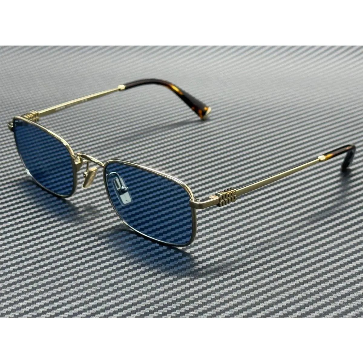 Miu Miu MU A53S ZVN60O Pale Gold Light Blue Women`s 52 mm Sunglasses