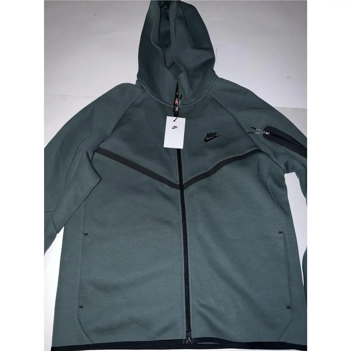 Nike Tech Fleece Full Zip Hoodie Olive Green HV0949 338 Men`s Sz L - 2XL