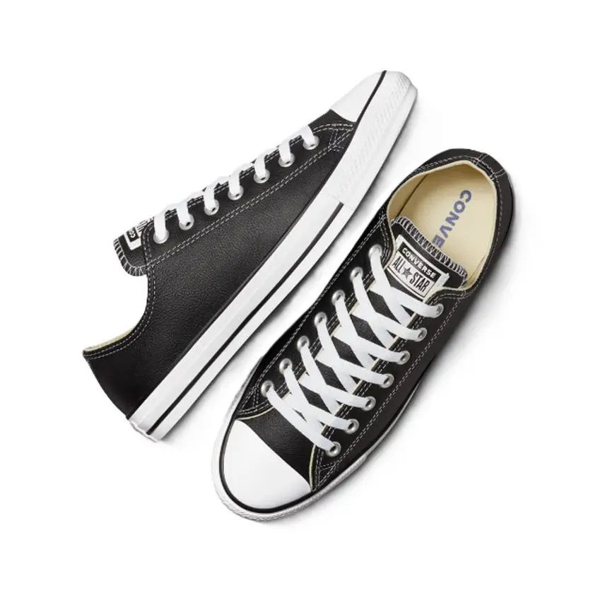 Converse Men`s Chuck Taylor All Star Leather Ox Shoes Black 132174C j