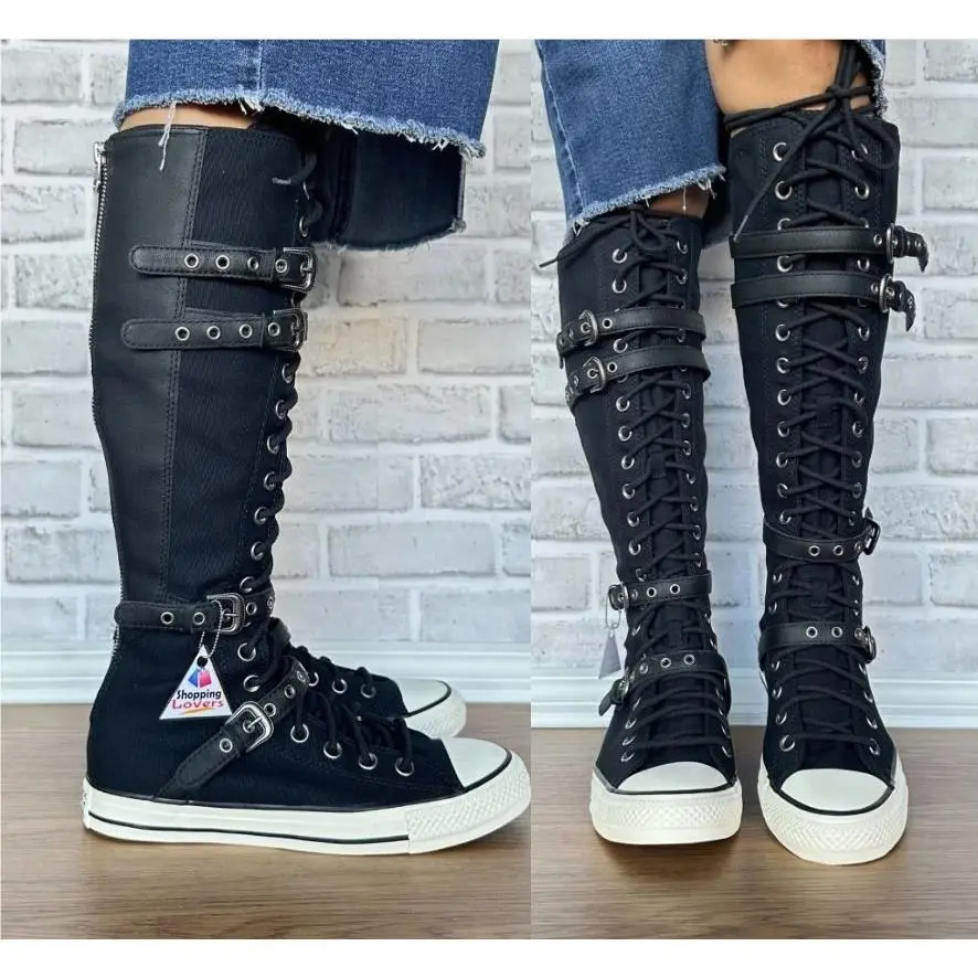 ⭐converse Chuck Taylor Xxhi Leather Straps 6 Women Sneaker Boots Black A16600C⭐