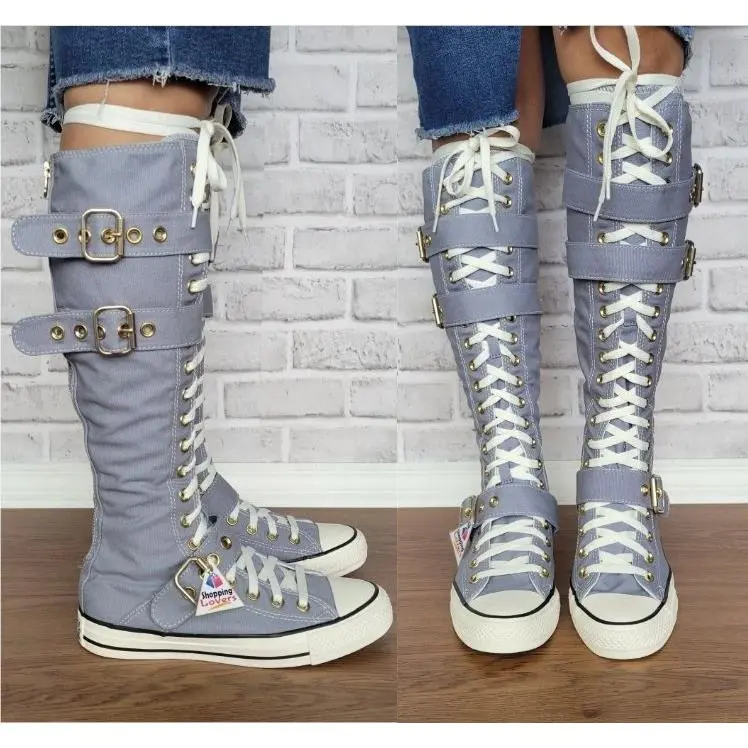 ⭐converse Chuck Taylor Xxhi Buckles Sz 5 Mens Knee-high Boots Shoes Gray A11892C by Converse