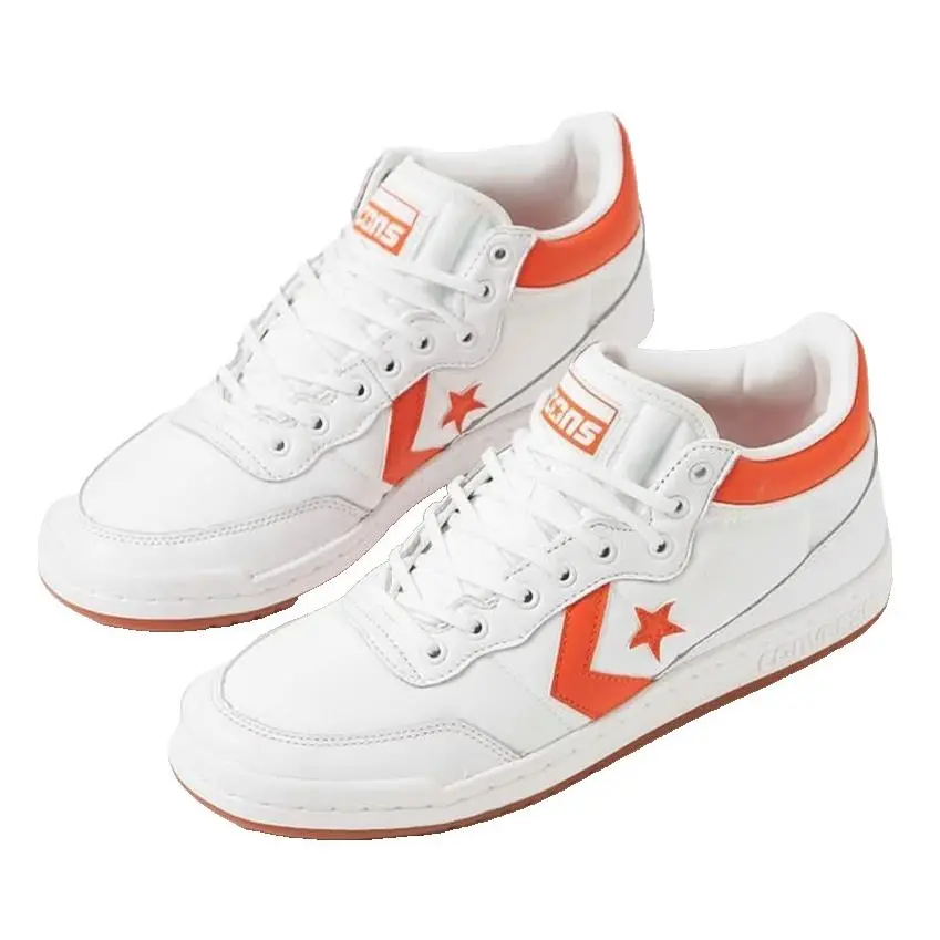 Converse Fastbreak Pro Leather Nylon Skate Shoes White/orange/wht M 12 W 13.5