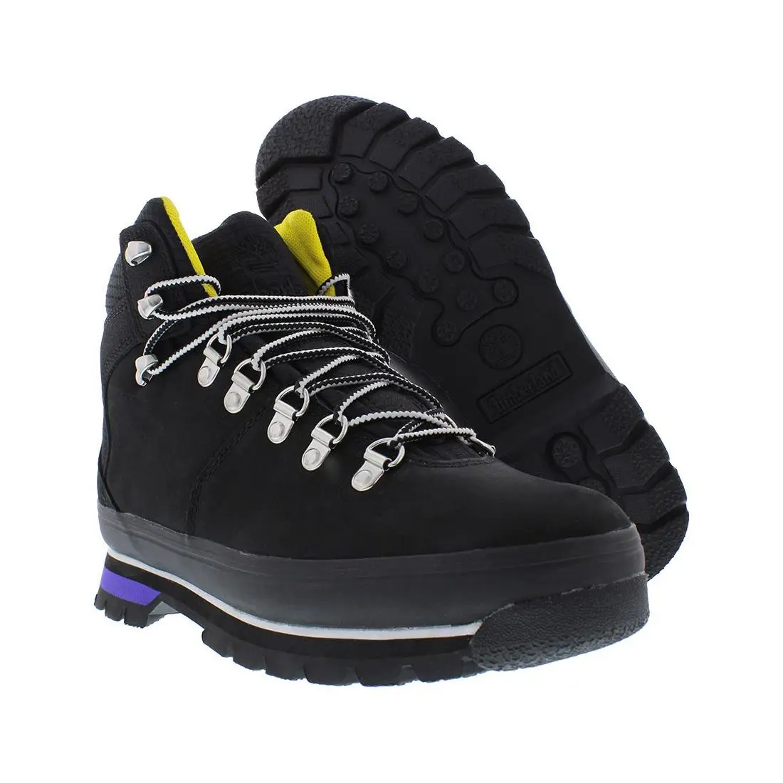 Timberland Euro Hiker Wp L/f Hiker Womens Shoes Size 6 Color: Black - Black Nubuck/Yellow, Main: Black