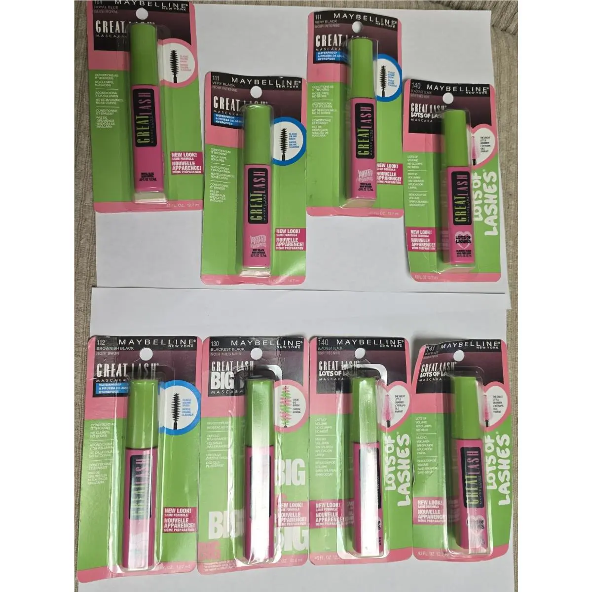 8 Maybelline Great Lash Washable Mascara Royal Blue Brownish Very+blackest Black