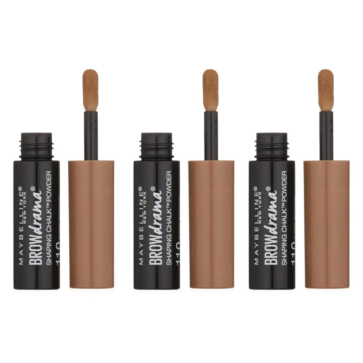 Brow Drama Shaping Chalk Powder Soft Brown 3 Pack by Maybelline