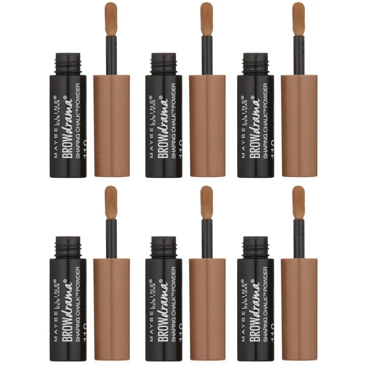 Brow Drama Shaping Chalk Powder Soft Brown 6 Pack by Maybelline