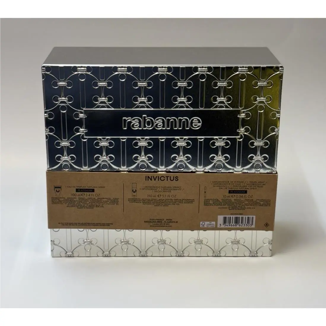 Invictus Platinum By Paco Rabanne 3pc Gift Set For Men