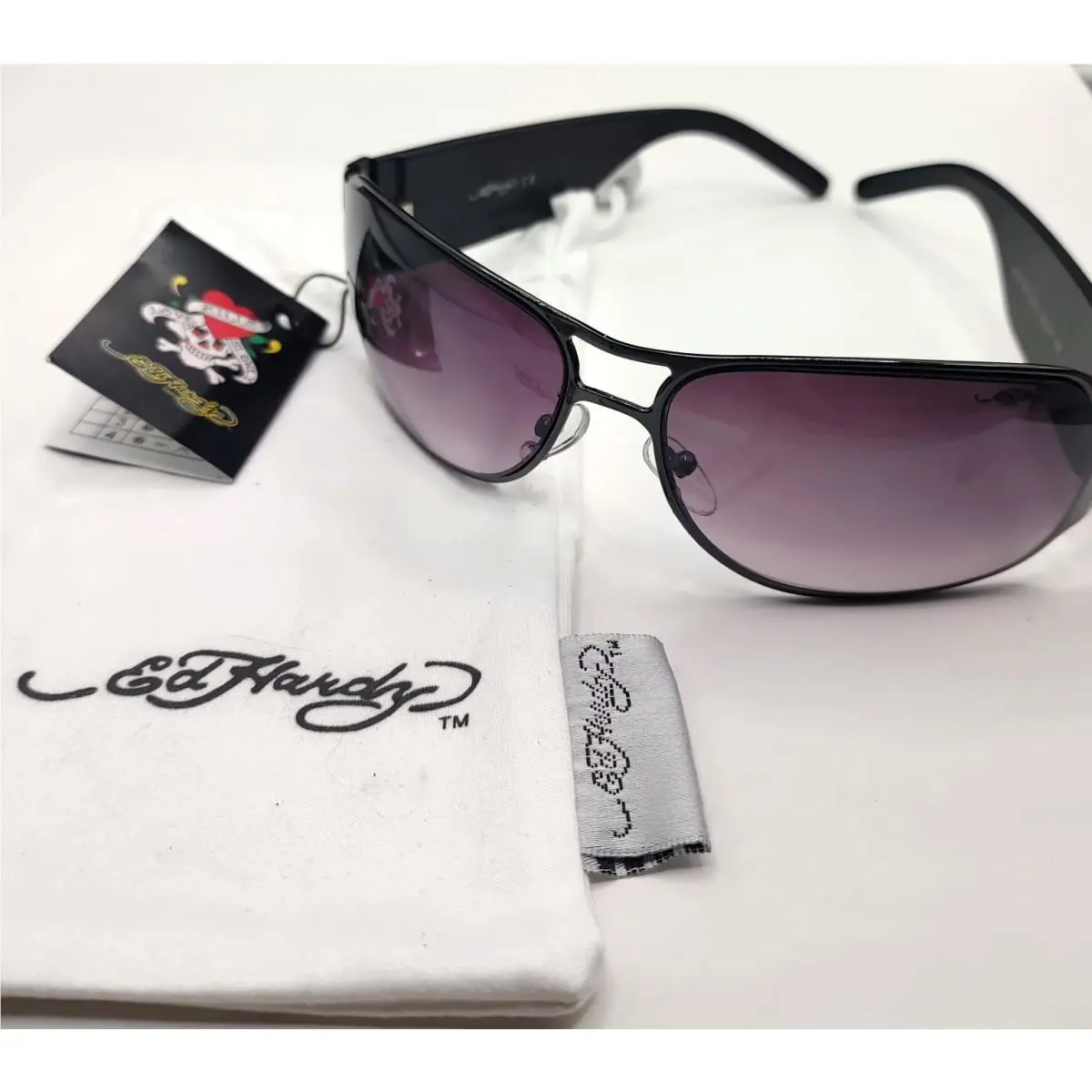 Vintage Nos Y2K ED Hardy Sunglasses Winner Takes All Dice EHS-037 w/ Bag by Ed Hardy