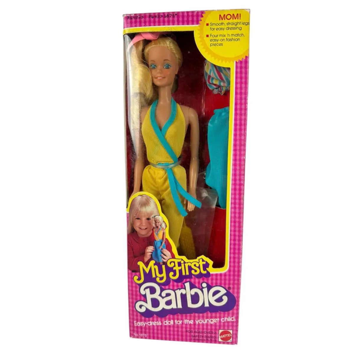 1980 My First Barbie No.1875 Mattel Nrfb Vintage Easy Dress Doll Box