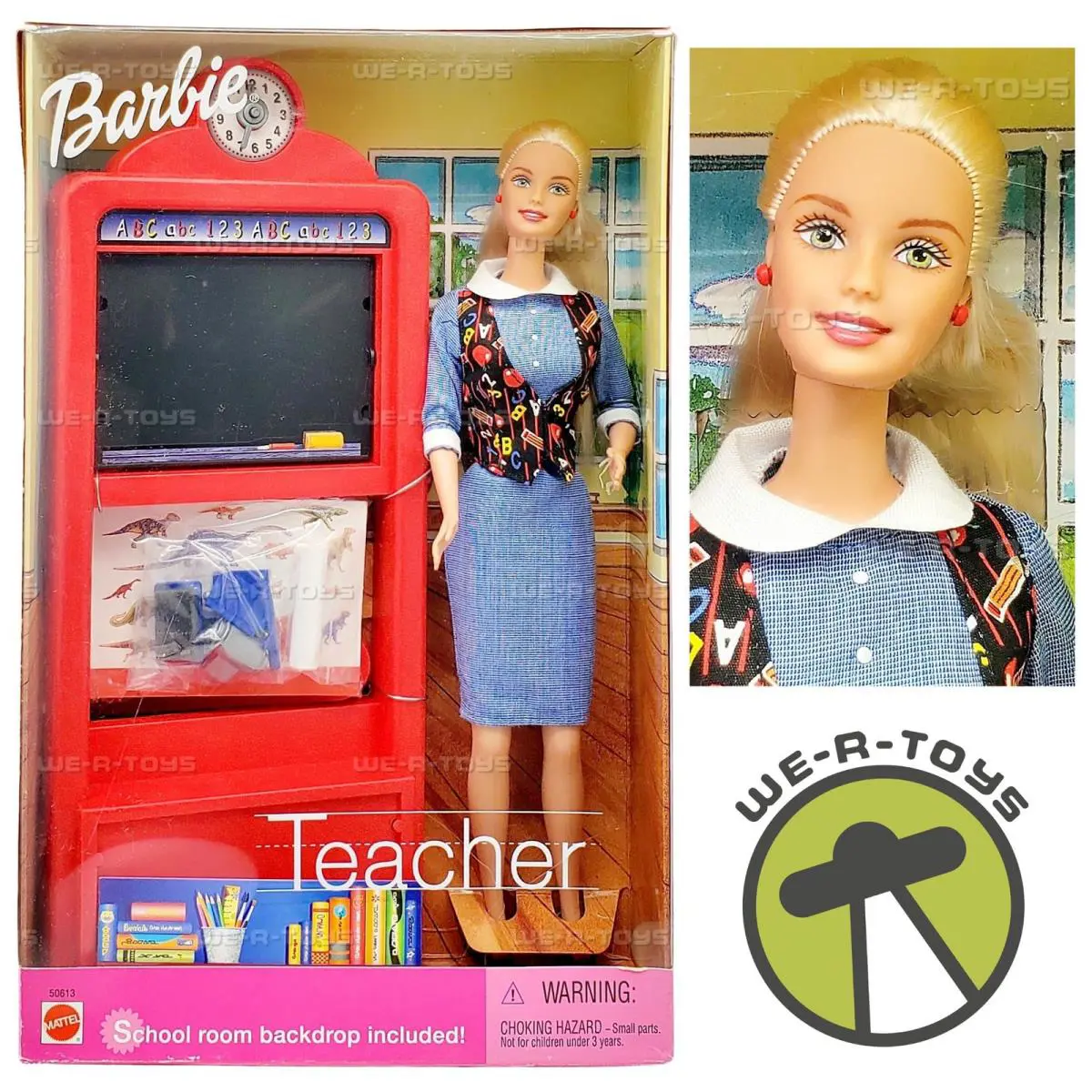 Teacher Barbie Doll with School Room Backdrop 2000 Mattel 50613