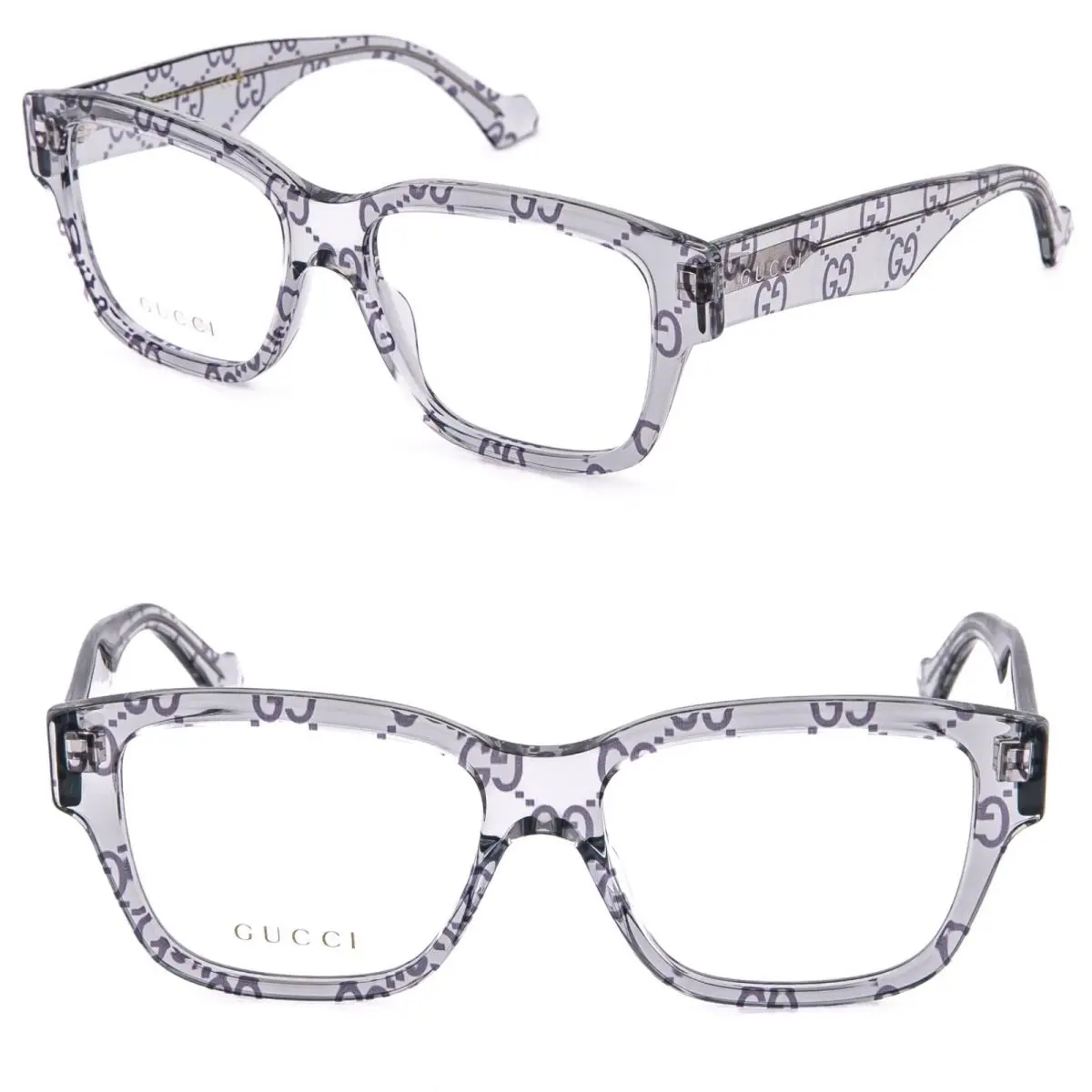 Gucci GG1428O 1428 Crystal GG Monogram Print Unisex Eyeglasses Optical 55mm 011