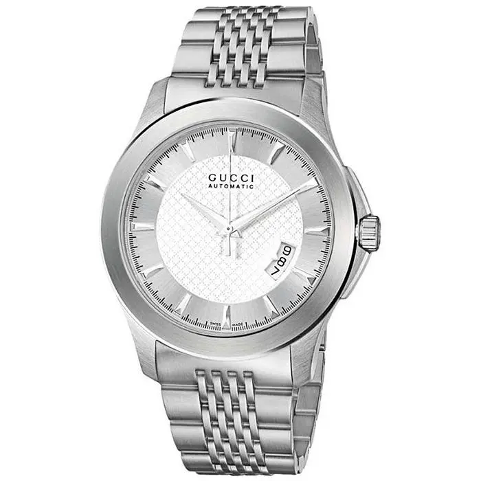 Gucci G-timeless Automatic Silver Dial Stainless Steel Men`s Watch YA126209