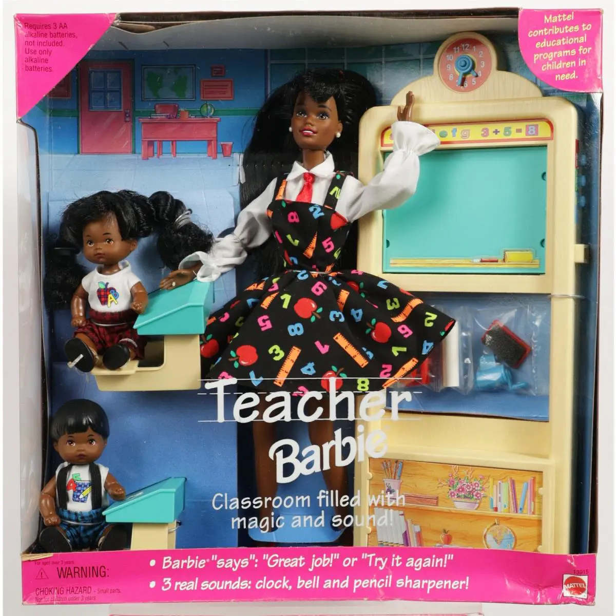 Black Teacher Barbie Doll with Black Kids Set - 13915 Nrfb 1995 Mattel Inc