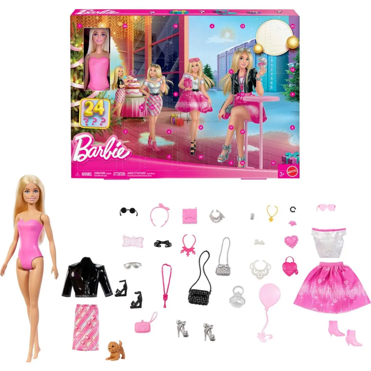Barbie Doll Holiday Advent Calendar with 24 Clothing and Accessory Surprises Inc