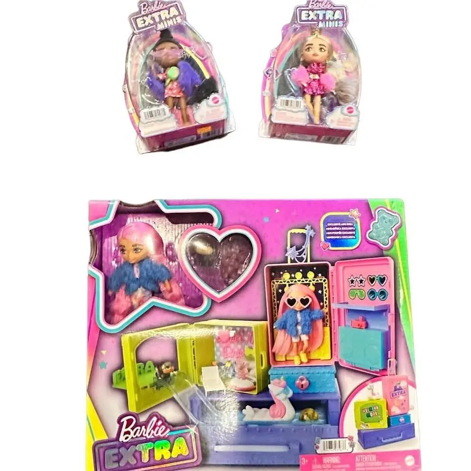 Barbie Extra Pets Minis Playset W/2 Additional Minis Dolls Portable Toys
