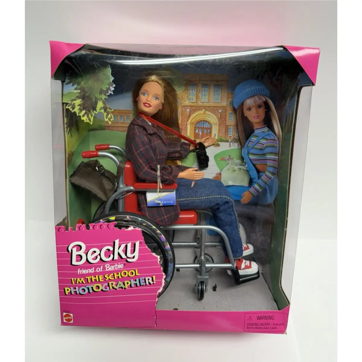 Vtg 1998 Becky Friend Of Barbie School Photographer Doll Wheelchair Handicap