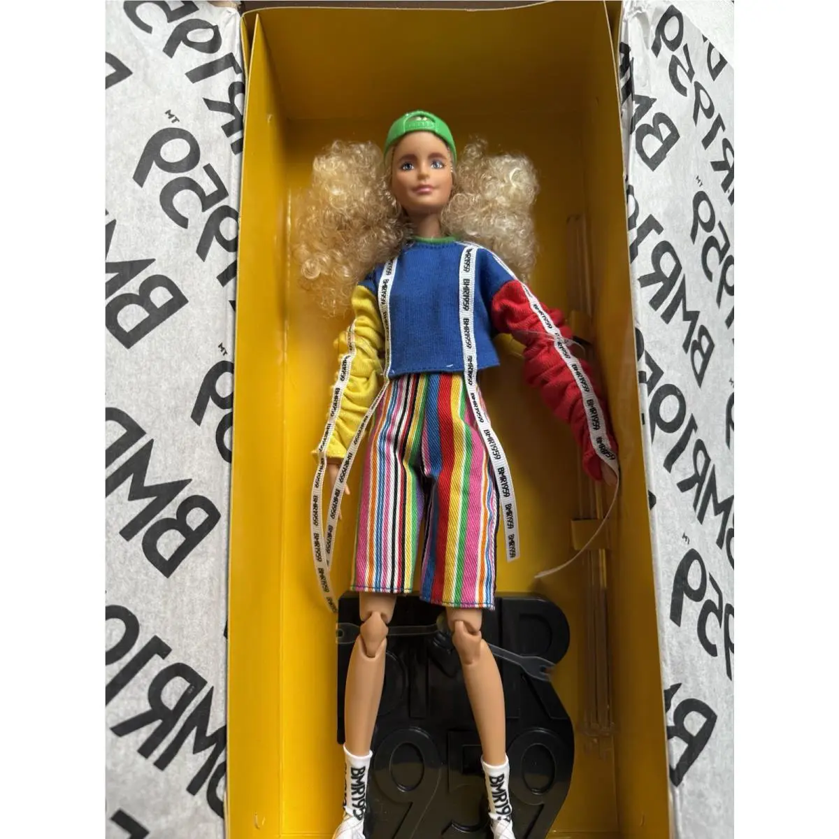 BMR1959 Barbie Doll Tall Made To Move Body Curly Blonde Hair Sock Sneakers GHT92