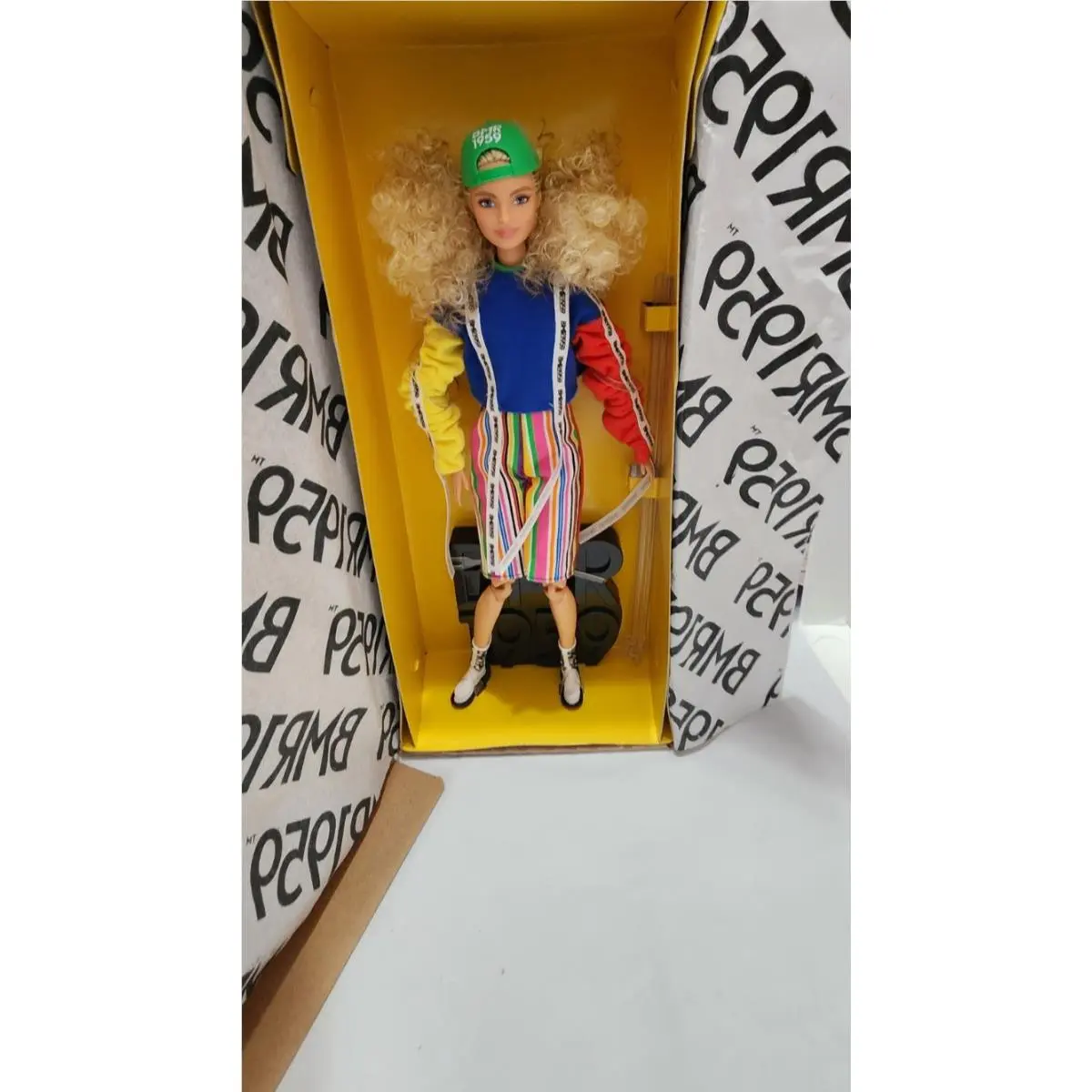 BMR1959 Barbie Doll Tall Made To Move Body Curly Blonde Hair Sock Sneakers GHT92