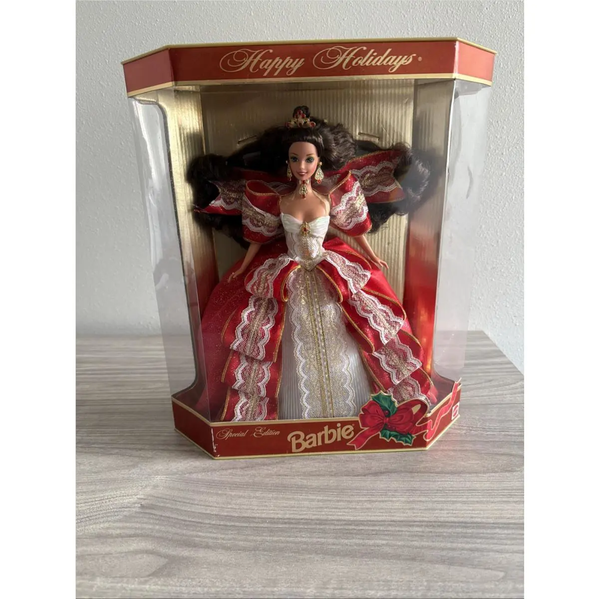 1997 Misprint Green Eyes Holiday Barbie Happy Holidays Special Edition