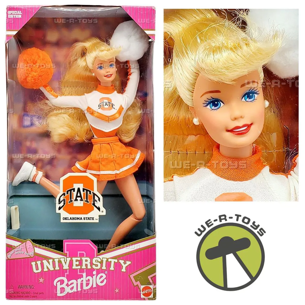 University Barbie Oklahoma State Cheerleader Doll 1997 Mattel 17752