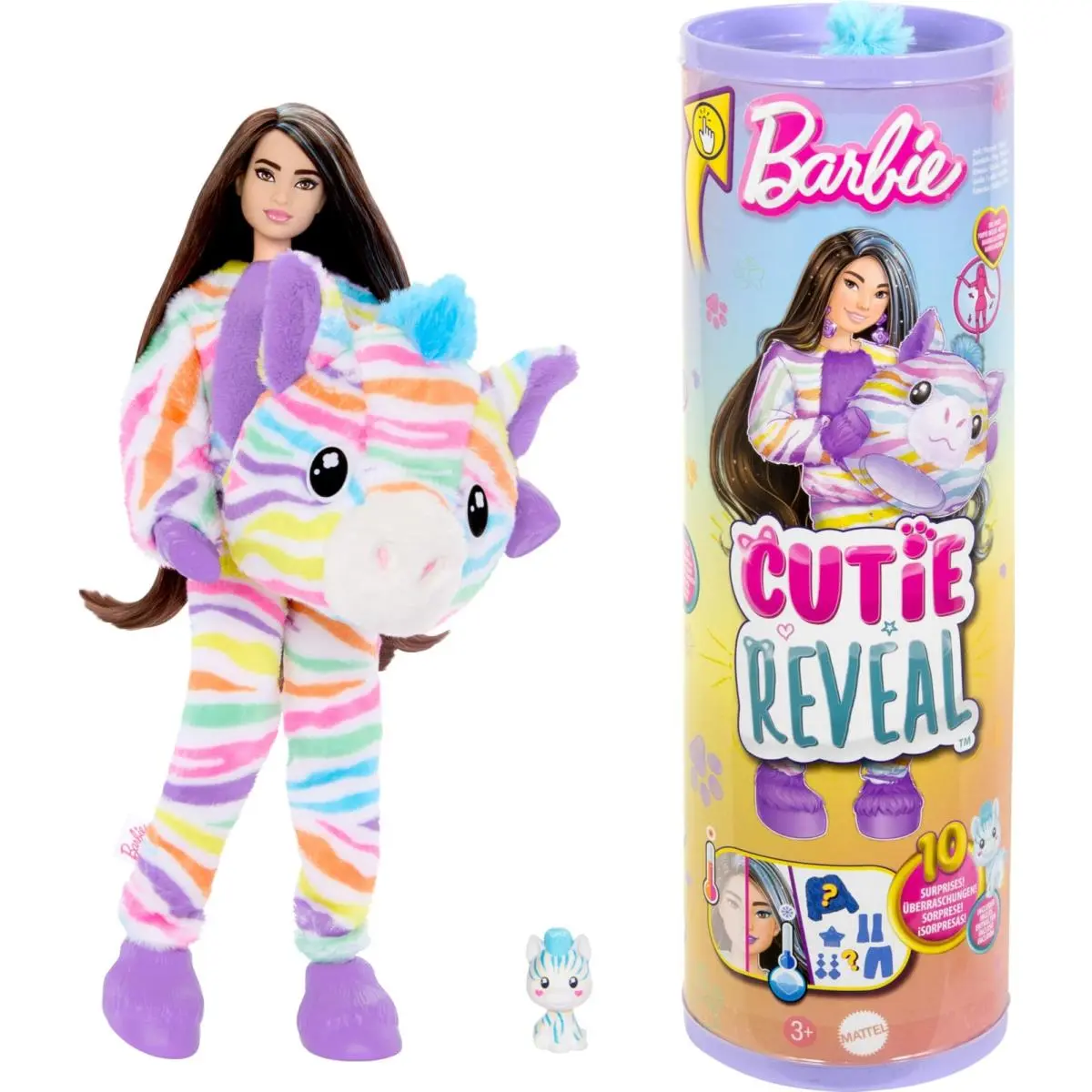 Barbie Cutie Reveal Color Dream Series Doll with 10 Surprises and Plush Pet