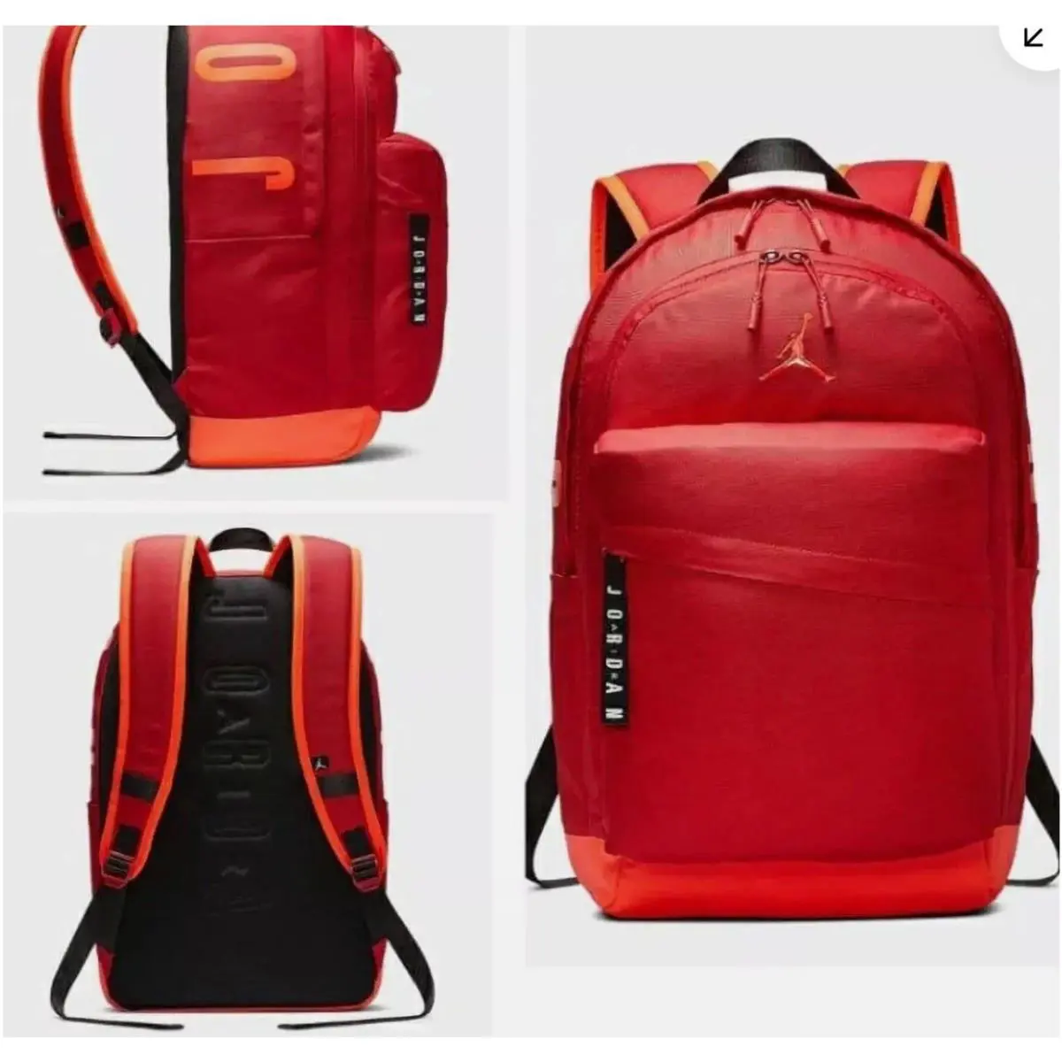 Nike Jordan Backpack Red Orange Black 9A0172 R78