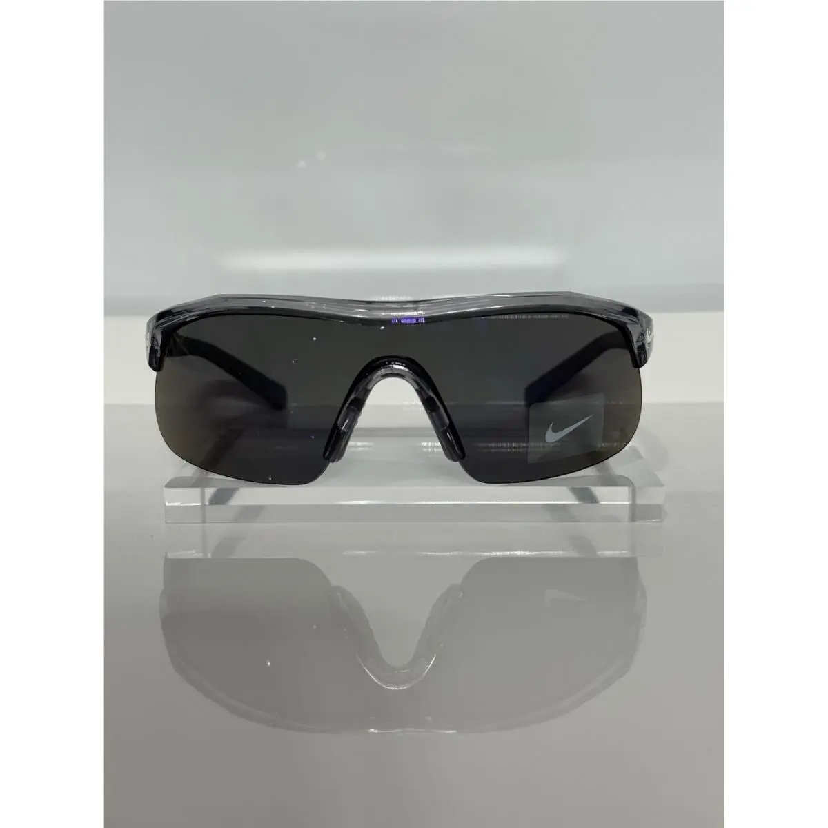 Nike Show X1 DX6520 065 Gray w. Blue Mirror Shield Semi-rimless Sunglasses