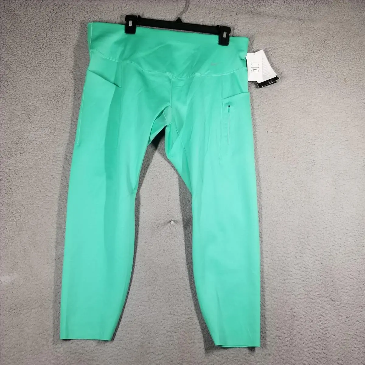Nike Pants Womens 1X Green Go High Waisted Running Leggings Pockets DV4902-369