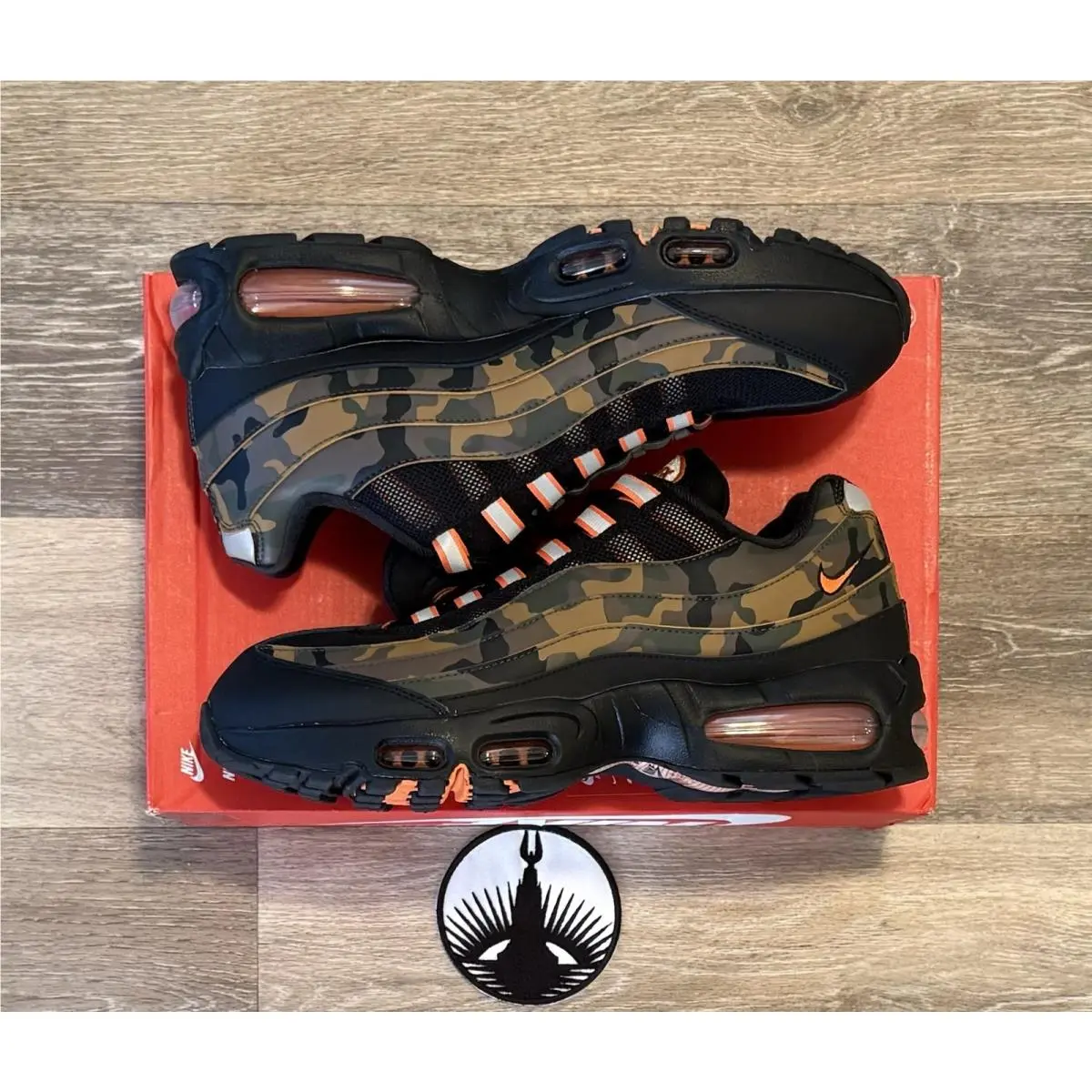 Nike Air Max 95 OG QS ‘orange Camo’ Black Cargo Khaki HQ1973-001 Men`s Size 9.5