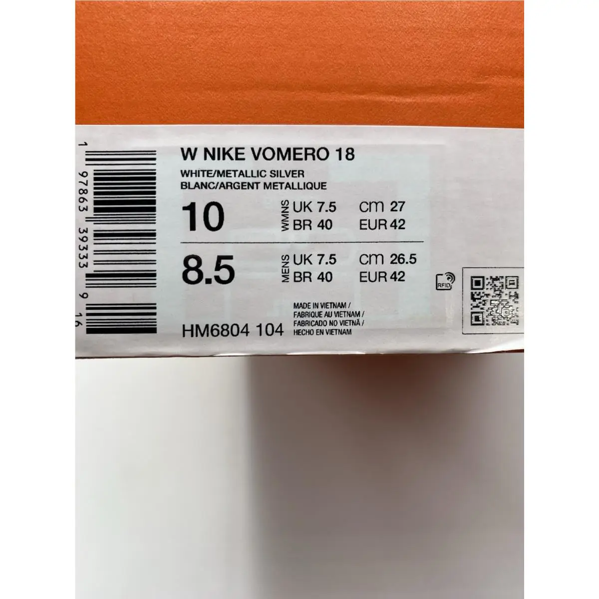 Nike shoes - Nike Vomero 18 - Vomero - HM6804 104 - White/Metallic Silver (UPC: 197863393339) 6