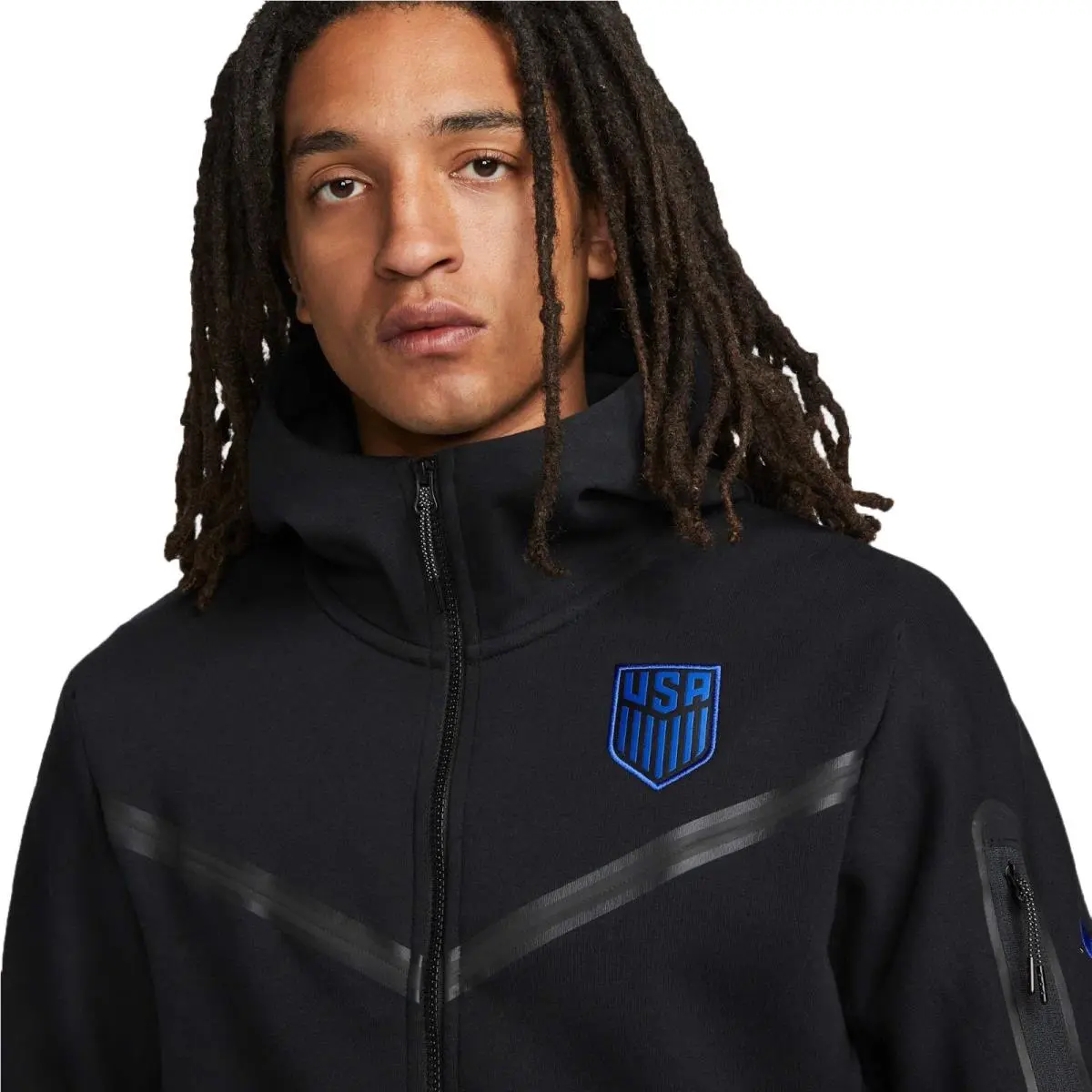 Nike clothing - Nike U.S. Full-Zip Tech Fleece - DH4773-010 - Black/Bright Blue (UPC: 196148355482) 1