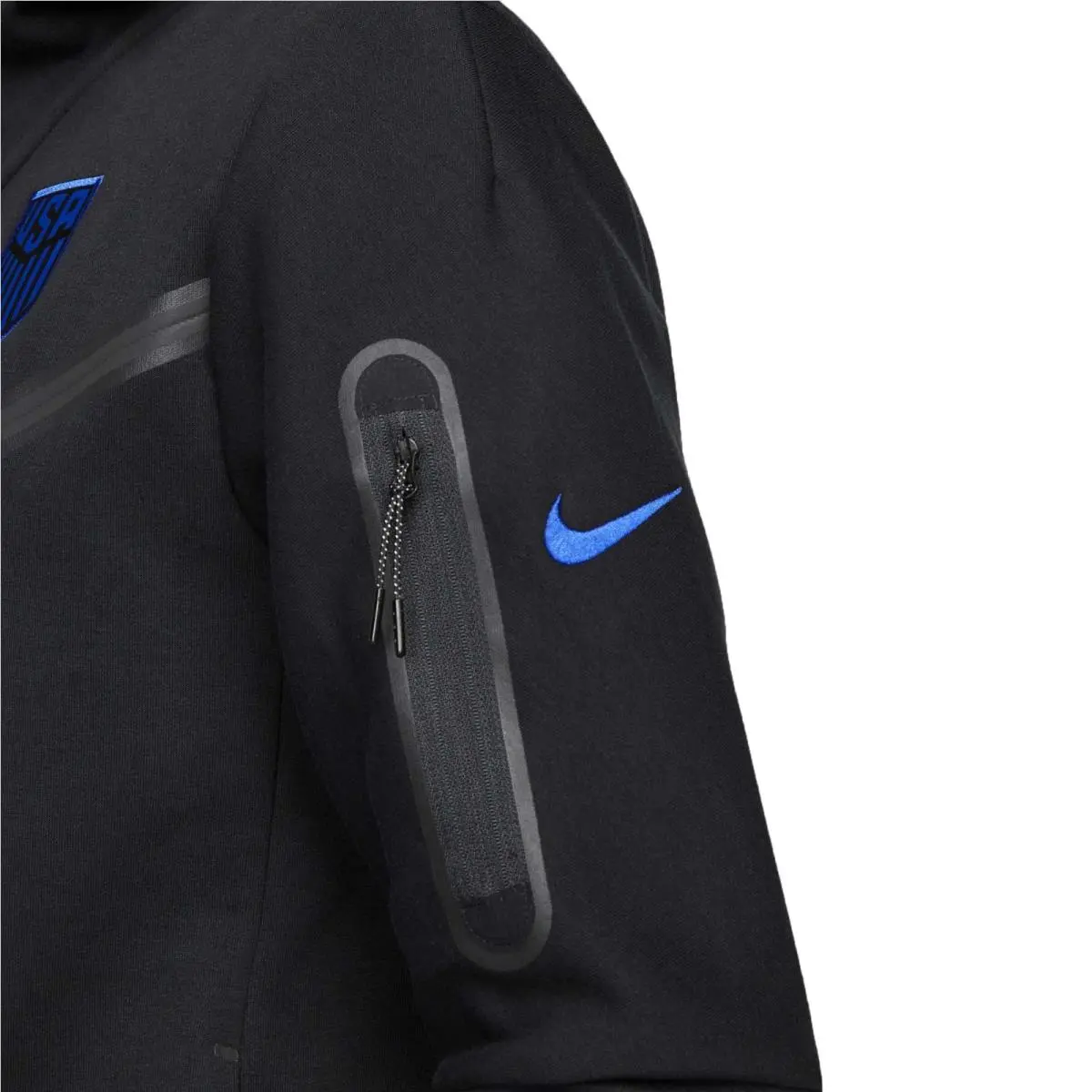 Nike clothing - Nike U.S. Full-Zip Tech Fleece - DH4773-010 - Black/Bright Blue (UPC: 196148355482) 2