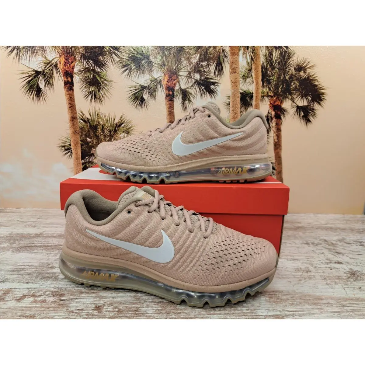 Nike Air Max 2017 Sand Khaki Tan Sneakers Shoes 849559 201 Men`s Size 9 - Brown