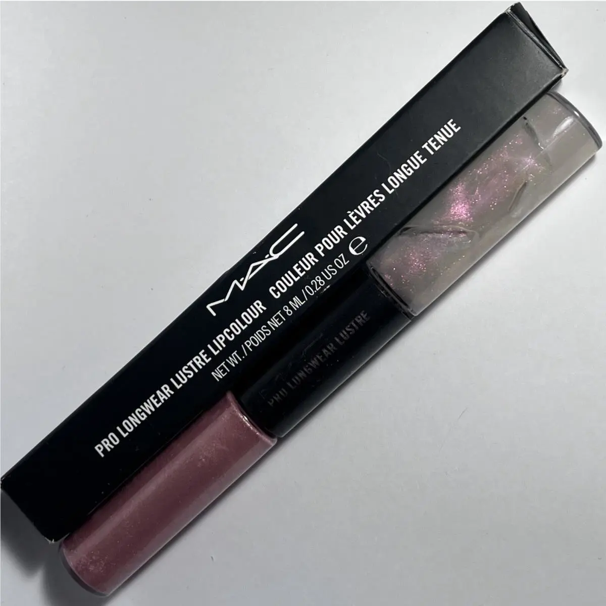 Mac Pink Air/white Top Pro Longwear Lustre Lipcolour Pink Red Pearl