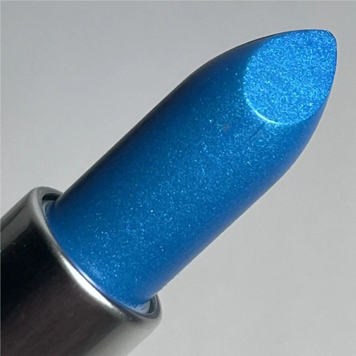 Mac Blast O’ Blue Lustre Lipstick C-shock Sheer Mid-tone Blue
