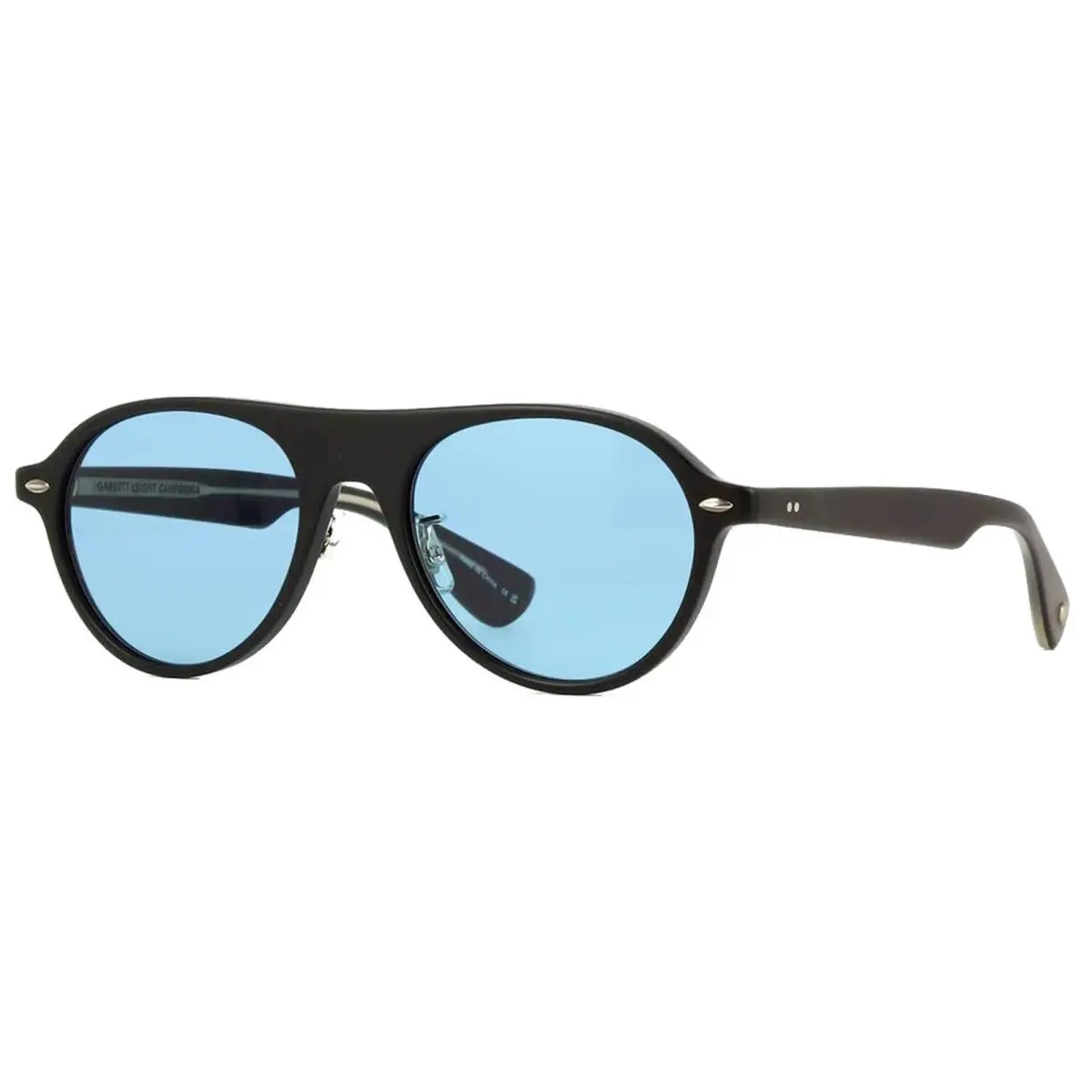 Garrett Leight Lady Eckhart Matte Black Aviator Sunglasses - 2128-50-MBKPAC - Frame: Matte Black, Lens: Pacifica Blue