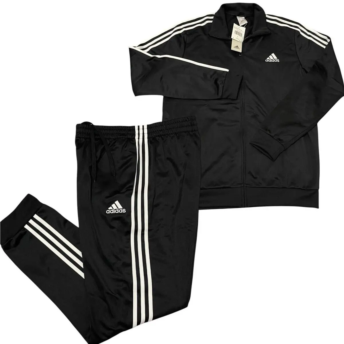 Adidas Essentials Fleece 3-Stripes Tracksuit 2 Piece Set Black Men`s All SZ