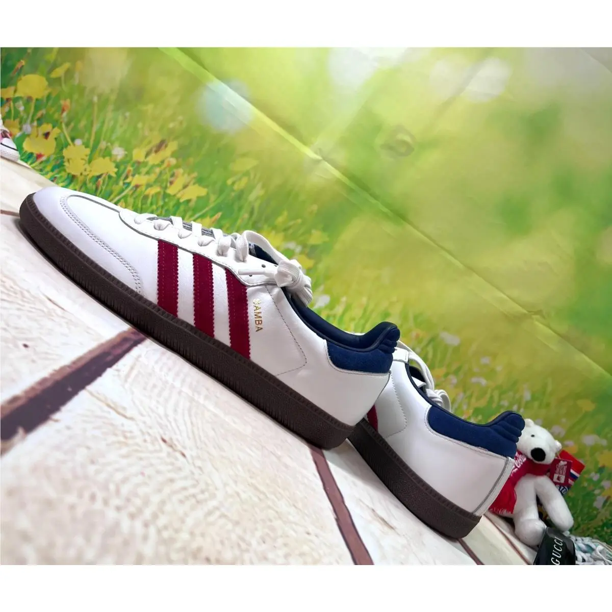 Adidas Originals Samba OG Men`s White Red Versatile Sneakers IH4881