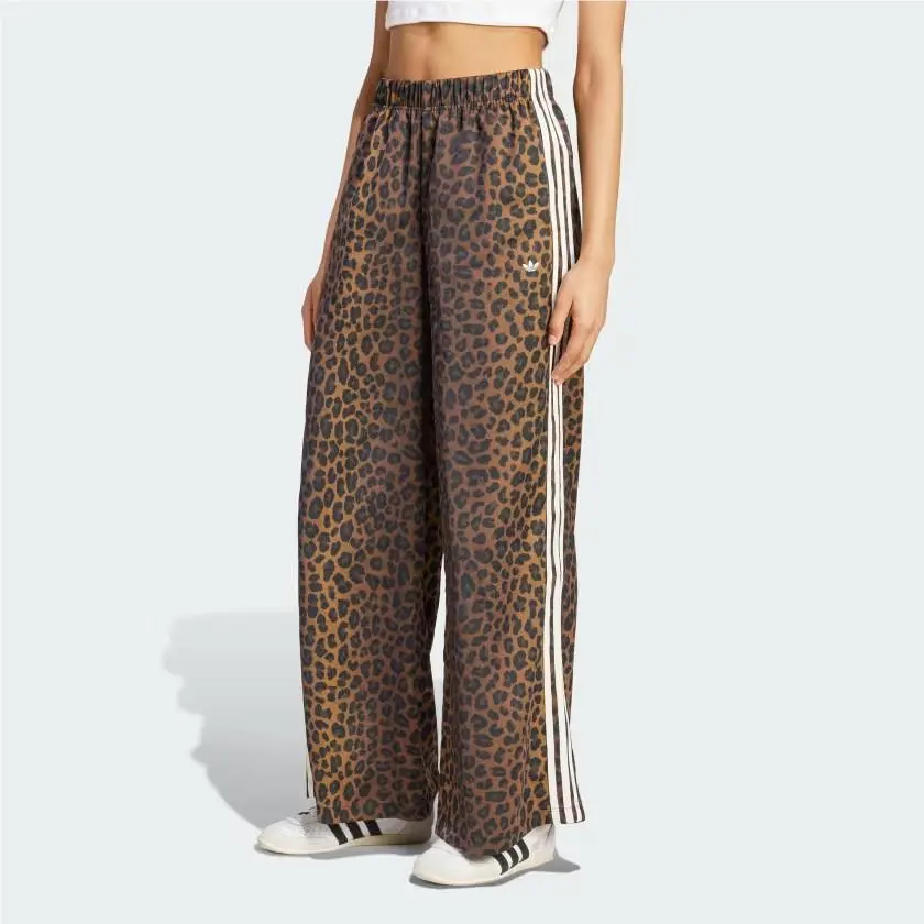 Adidas Originals Women`s Wide Leg Satin Leopard Track Pants KA2666