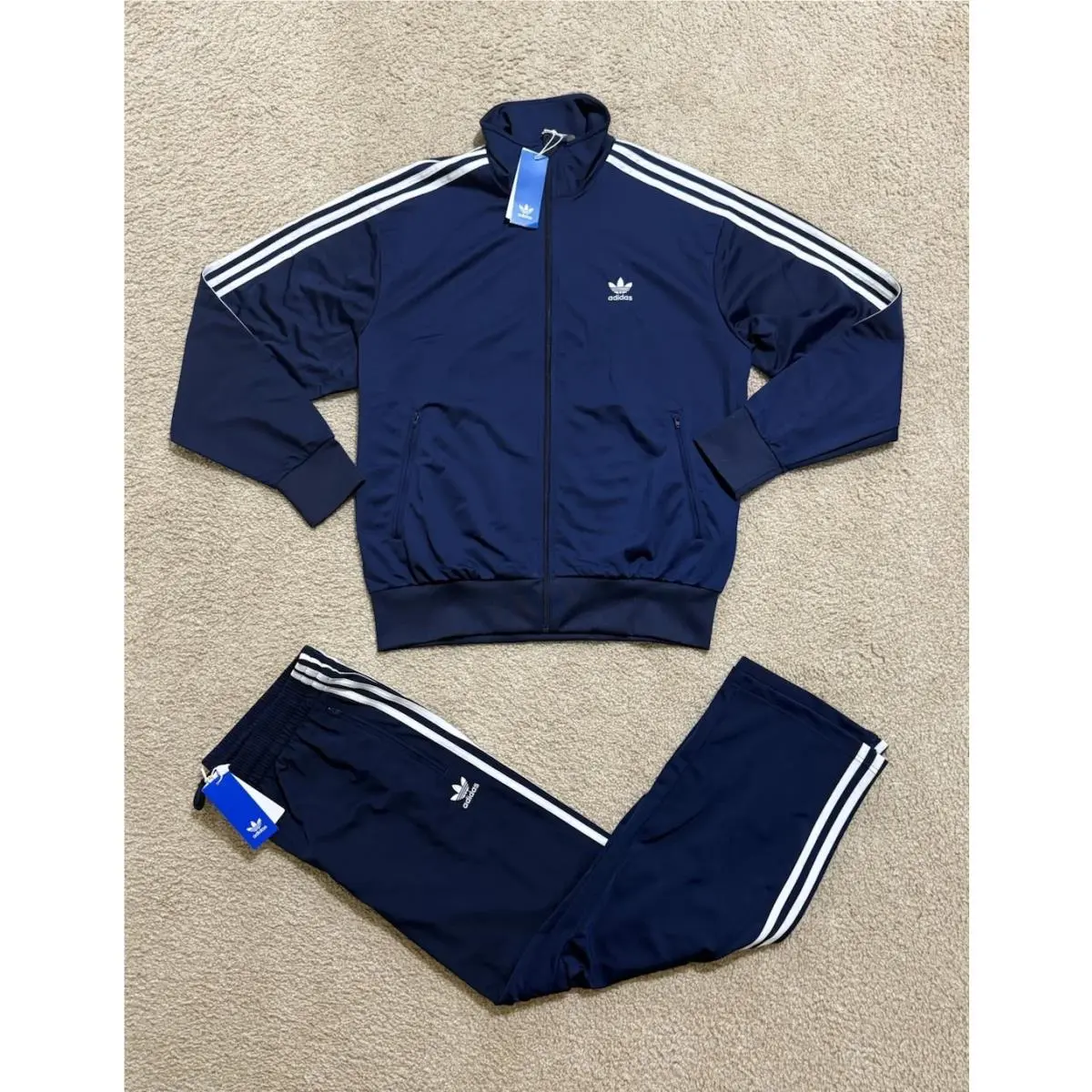 Adidas Originals Firebird Mens Tracksuit Jacket Pants Navy Blue Large Sz L